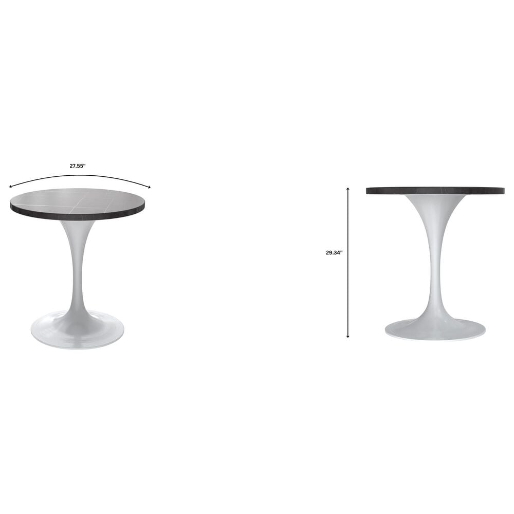 Leisuremod LeisureMod Verve Collection 27 Round Dining Table, White Base with Light Natural Wood MDF Top, , large