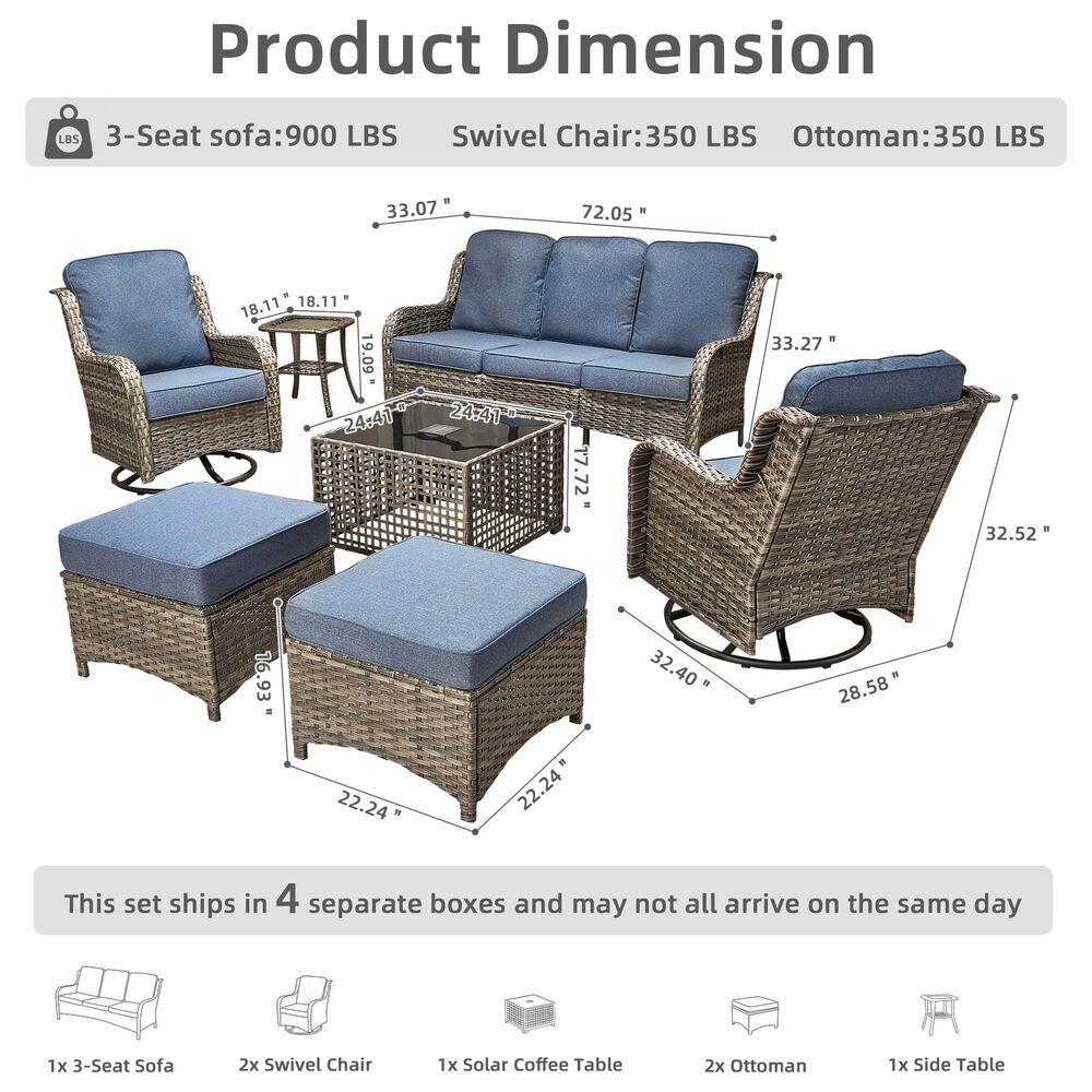 HOMLUX 7-Piece Patio Set in Denim Blue, , large