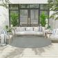 Nourison Courtyard Ivory and Aqua 8" Round Indoor/Outdoor Area Rug, , large