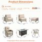 HOMLUX 8-Piece Patio Conversation Set with Fire Pit Table in Beige, , large