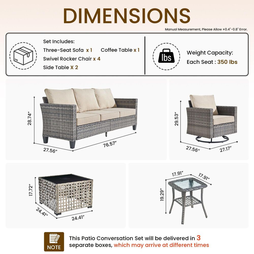 HOMLUX 8-Piece Outdoor Patio Furniture Set in Beige, , large