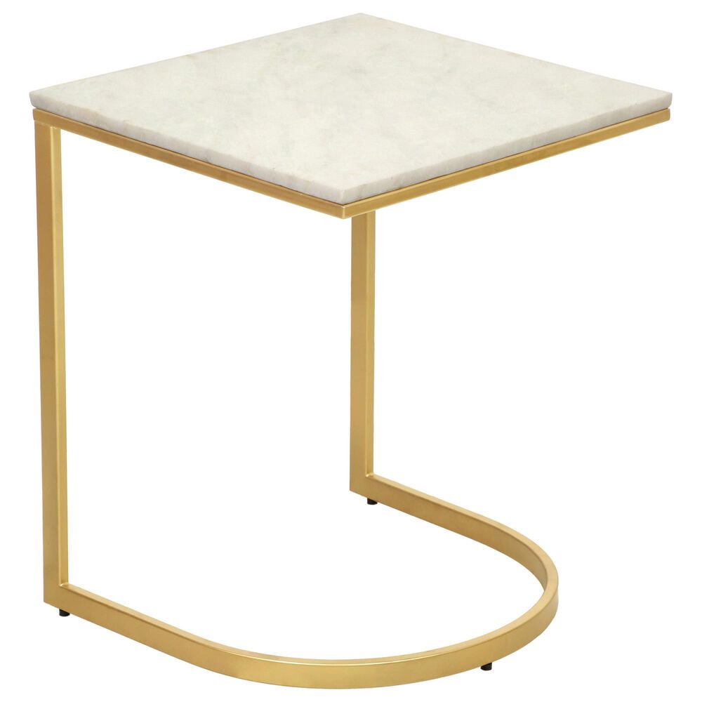 Carolina Chair and Table Lorelie Accent Table in White and Gold, , large