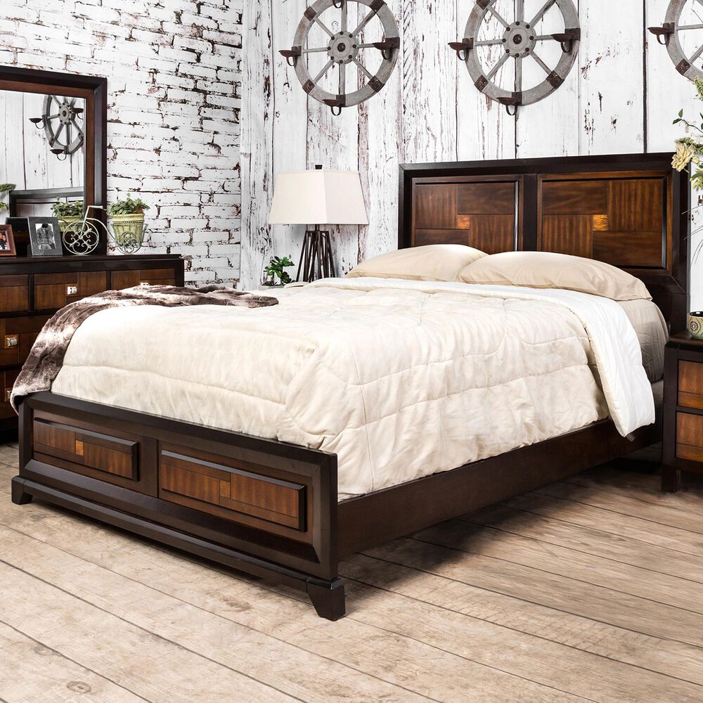 Furniture of America Nichols Full Panel Bed in Acacia/Walnut, , large