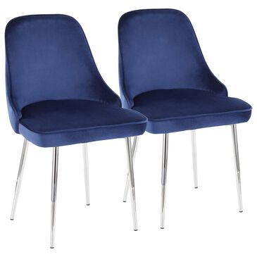 Lumisource Marcel Dining Chair in Navy Blue/Chrome (Set of 2), , large