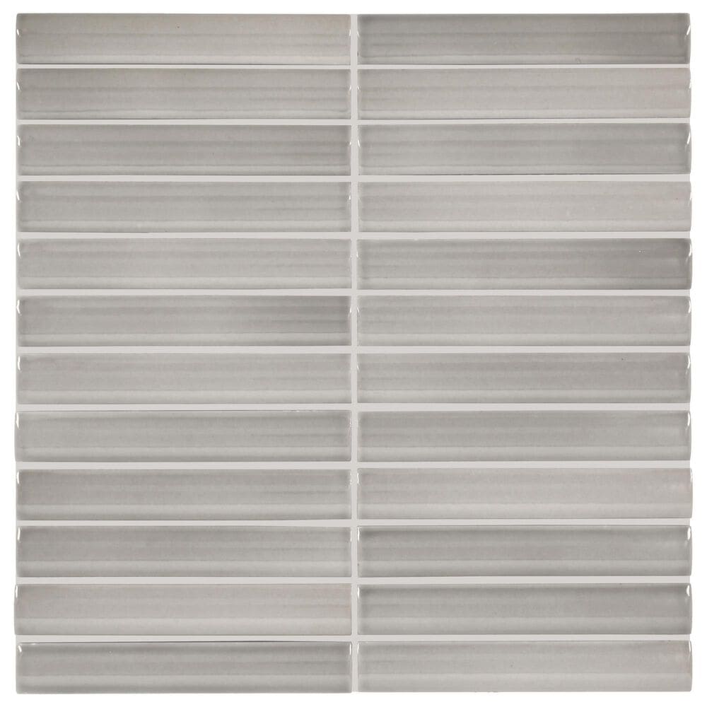 Dal-Tile Artefino Vintage Smokey Gray 1" x 6" Pencil Fluted on 11" x 12" Porcelain Mosaic Sheet, , large