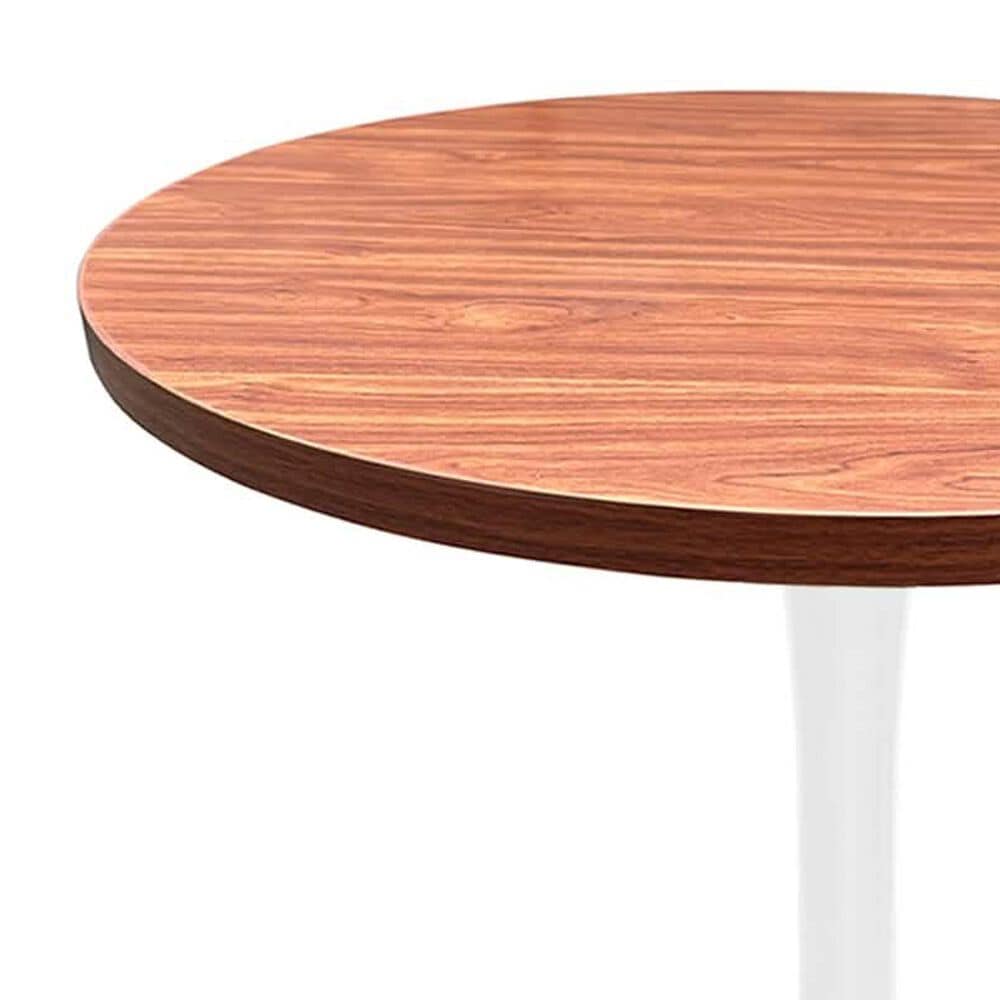 Leisuremod LeisureMod Bristol Dining table, White Base with 27 Round Cognac Brown MDF top, , large