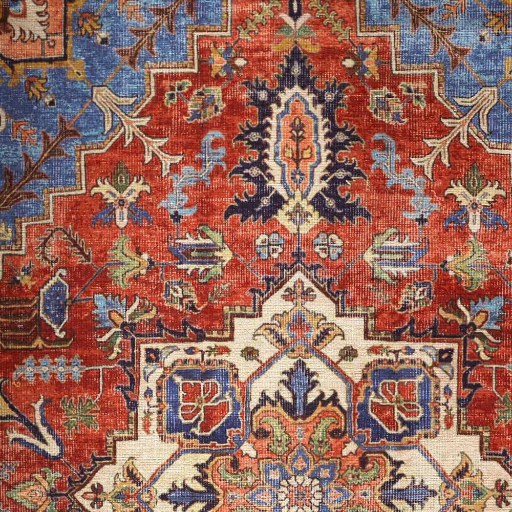 Feizy Percy 5&#39;3&quot; x 7&#39;6&quot; Blue and Rust Area Rug, , large