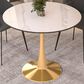 Leisuremod Leisuremod Bristol 35 round dining table Gold base with White Sintered stone Top, , large