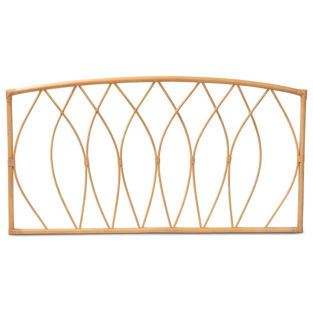 Baxton Studio Halia Queen Wall Mount Headboard in Natural Brown, , large