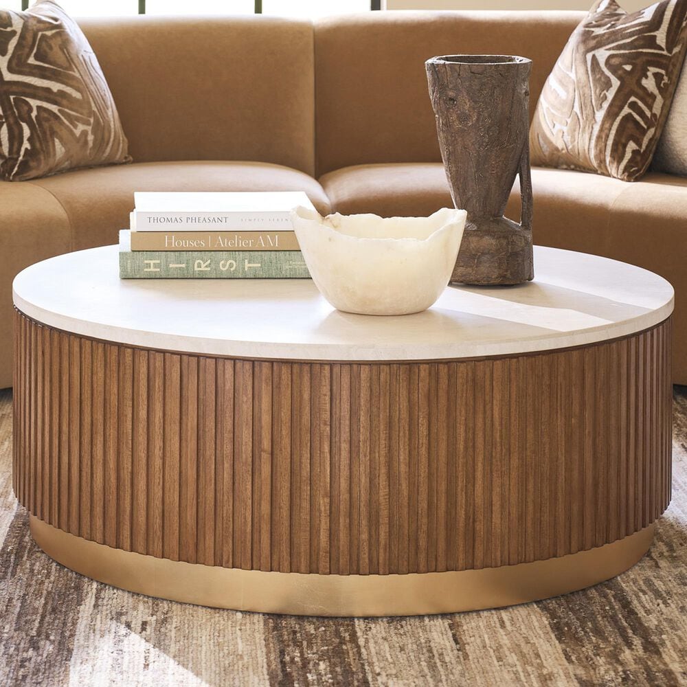 Lexington Furniture La Costa Avenida Cocktail Table in Anticato, Sierra Tan and Satin Gold, , large