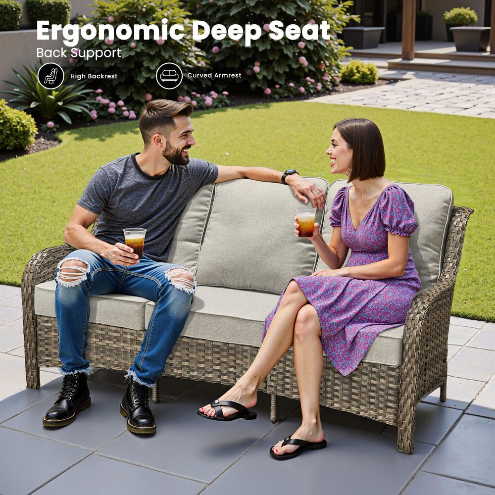 HOMLUX 6-Piece Outdoor Sofa Set in Grey, , large