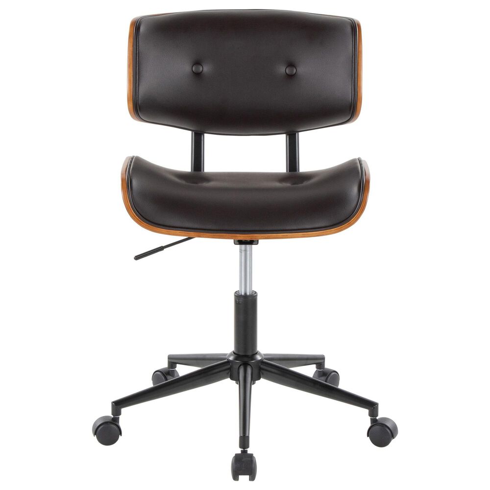 LumiSource Lombardi Swivel Office Chair with Espresso Faux Leather in Walnut, , large