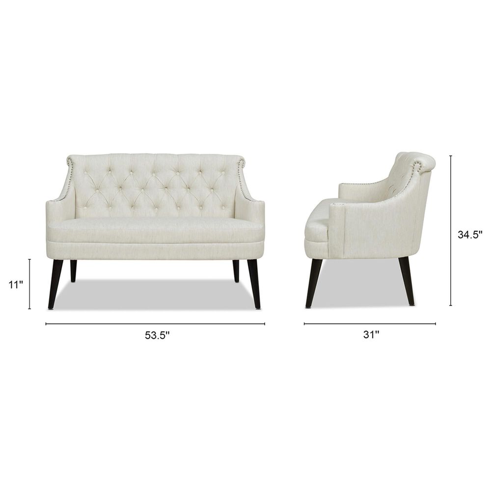 Jennifer Taylor Home Stella Stationary Settee in Natural White NFM