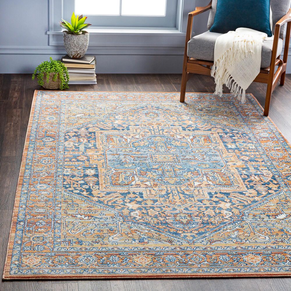 Surya Bodrum BDM-2325 5&#39;3&quot; x 7&#39;3&quot; Ivory, Orange, Saffron, Gray, Navy and Coral Area Rug, , large