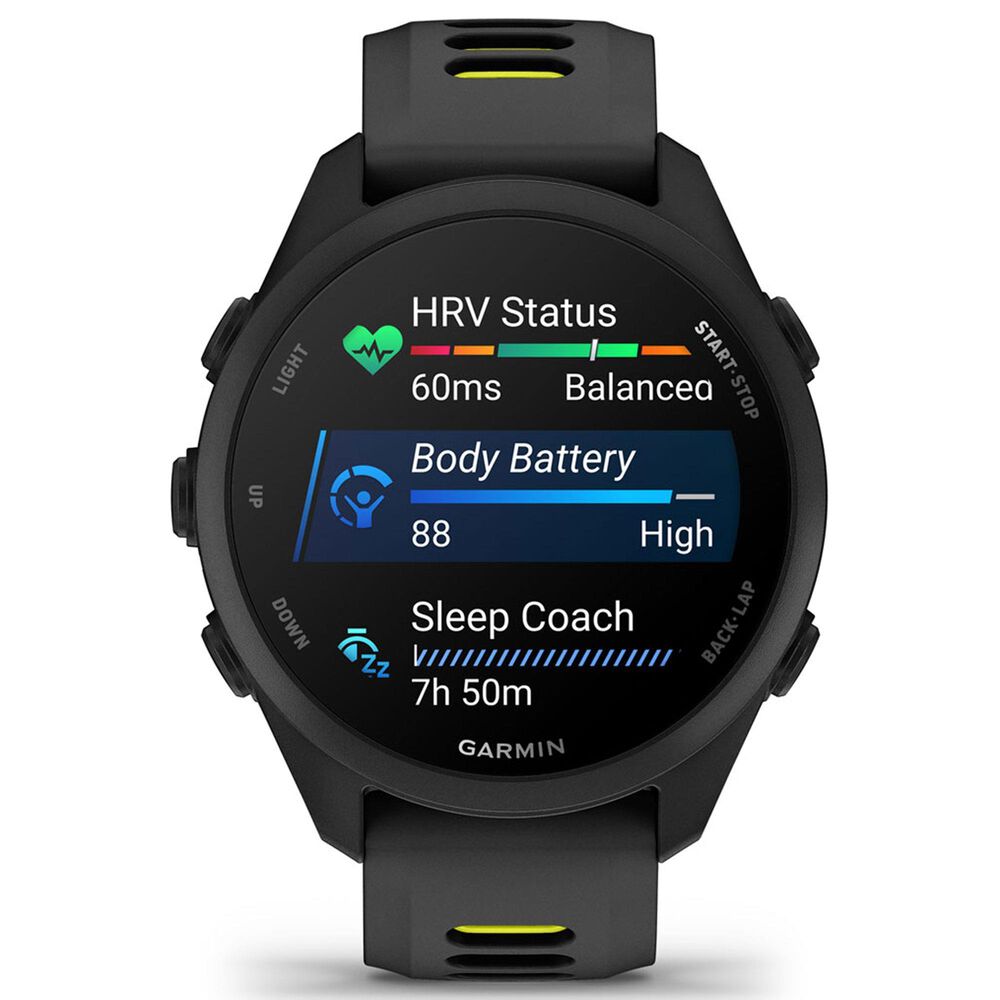 Garmin Forerunner 170 Music Smartwatch 42mm Black Case with Black and Amp Yellow Silicone Band, , large