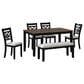 Mayberry Hill Brooks 6-Piece Rectangular Dining Set in Black and Medium Brown, , large