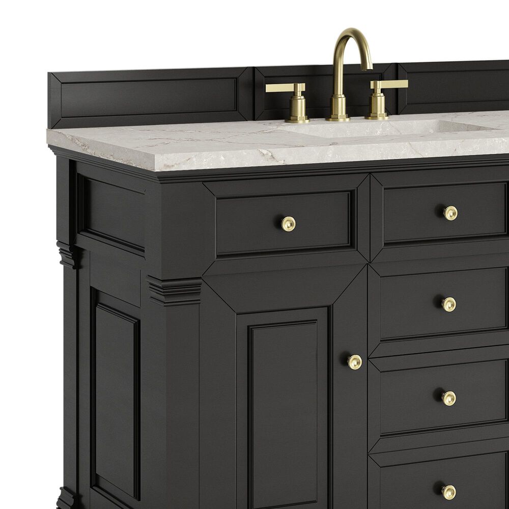 James Martin Vanities Brookfield 48&quot; Single Bathroom Vanity in Black Onyx with 3 cm Victorian Silver Quartz Top and Rectangular Sink, , large