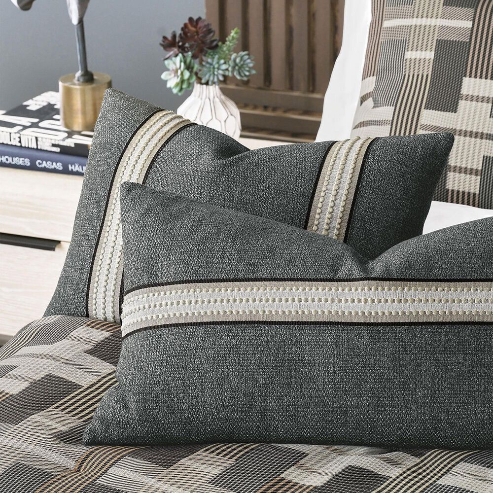 Eastern Accents Enoch King Bed Scarf in Grigio Smoke and Elio Charcoal, , large