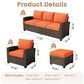 HOMLUX 5-Piece Patio Conversation Set with Brown Wicker in Orange Red, , large