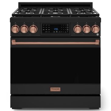 THOR KITCHEN Gordon Ramsay 6 Cu. Ft. 36" Professional Natural Gas Range with Rose Gold Handle Kit in Black, , large