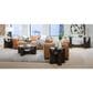 Nicolette Home Beckham Round Cocktail Table with Casters in Rustic Tavern and Clear, , large