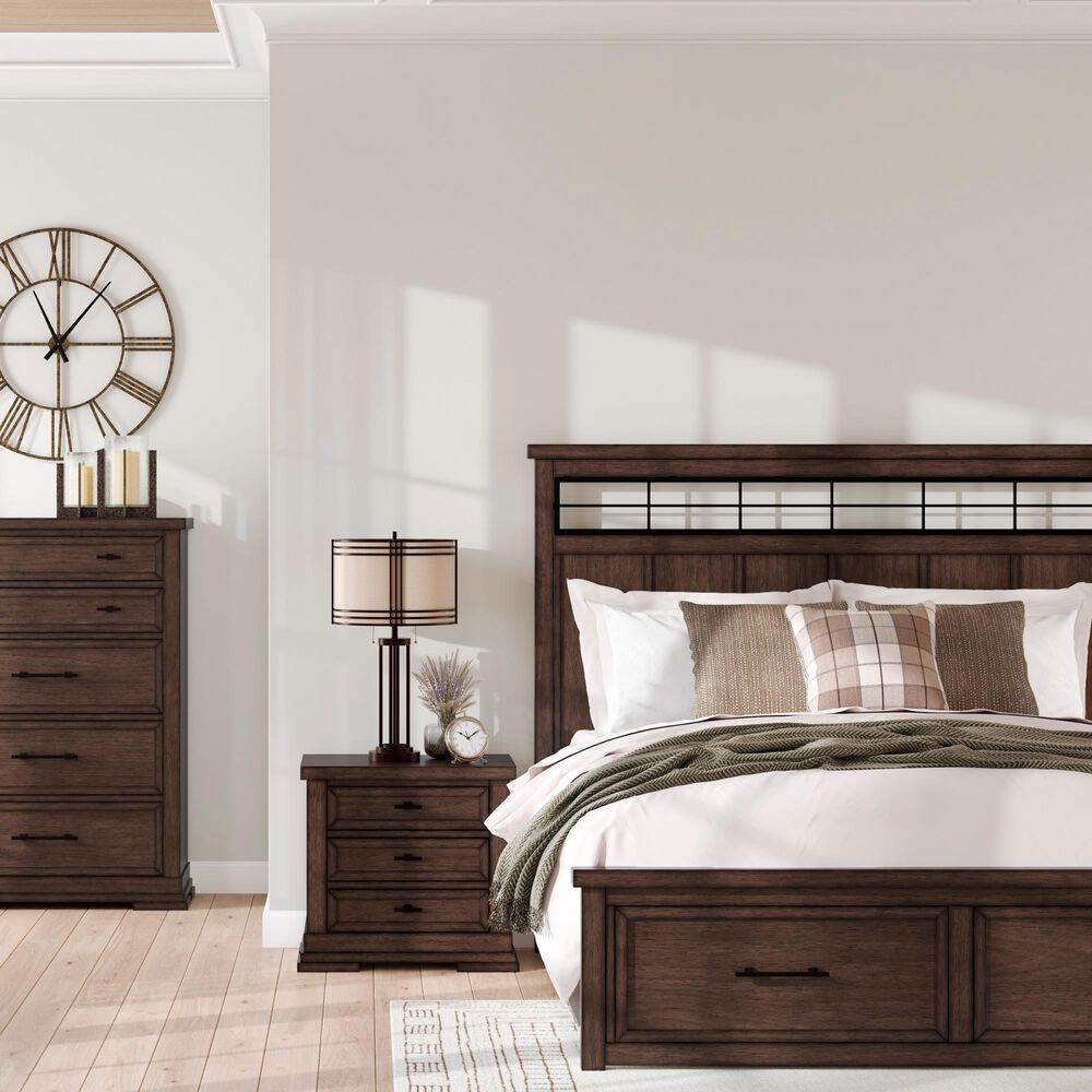 Ashley Taffenbrook Queen Storage Bed in Medium Brown, , large