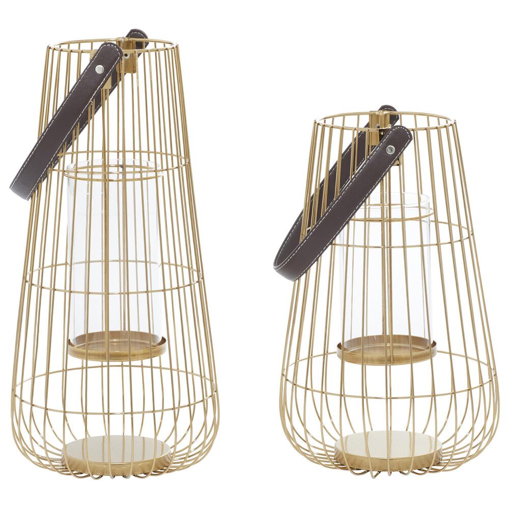 Maple and Jade Metal Lantern in Gold &#40;Set of 2&#41;, , large