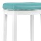 Linon Home Decor Claridge Bar Stool with Teal Cushion in Bright White, , large