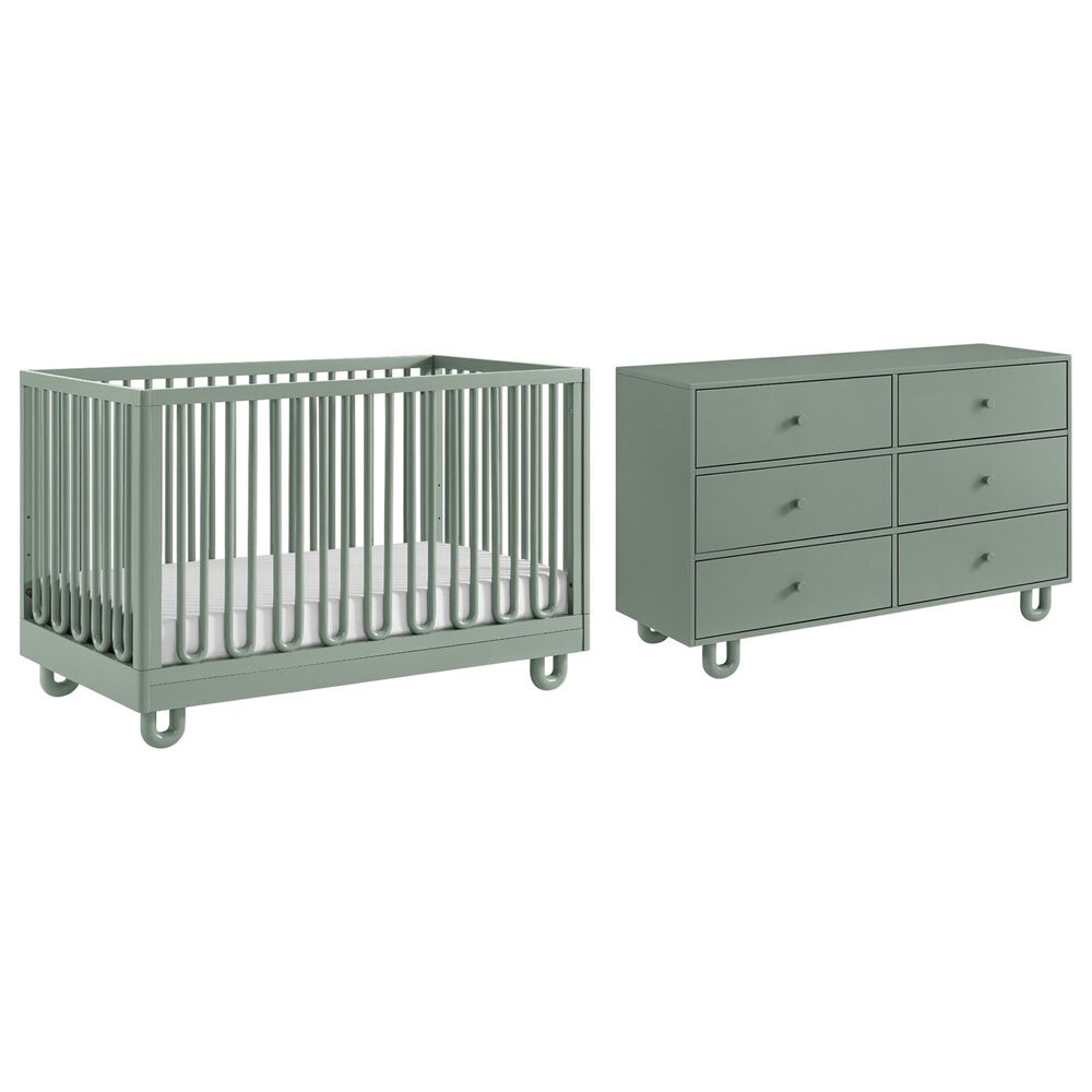 Oxford Baby Meridian 2-Piece Nursery Set with 3-in-1 Convertible Crib and Dresser in Olive Green, , large