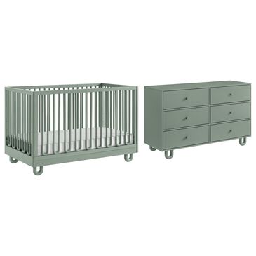 Oxford Baby Meridian 2-Piece Nursery Set with 3-in-1 Convertible Crib and Dresser in Olive Green, , large