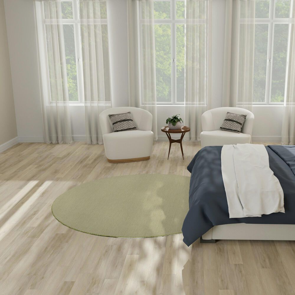 Nourison Courtyard Ivory and Green 6&#39; Round Indoor/Outdoor Area Rug, , large