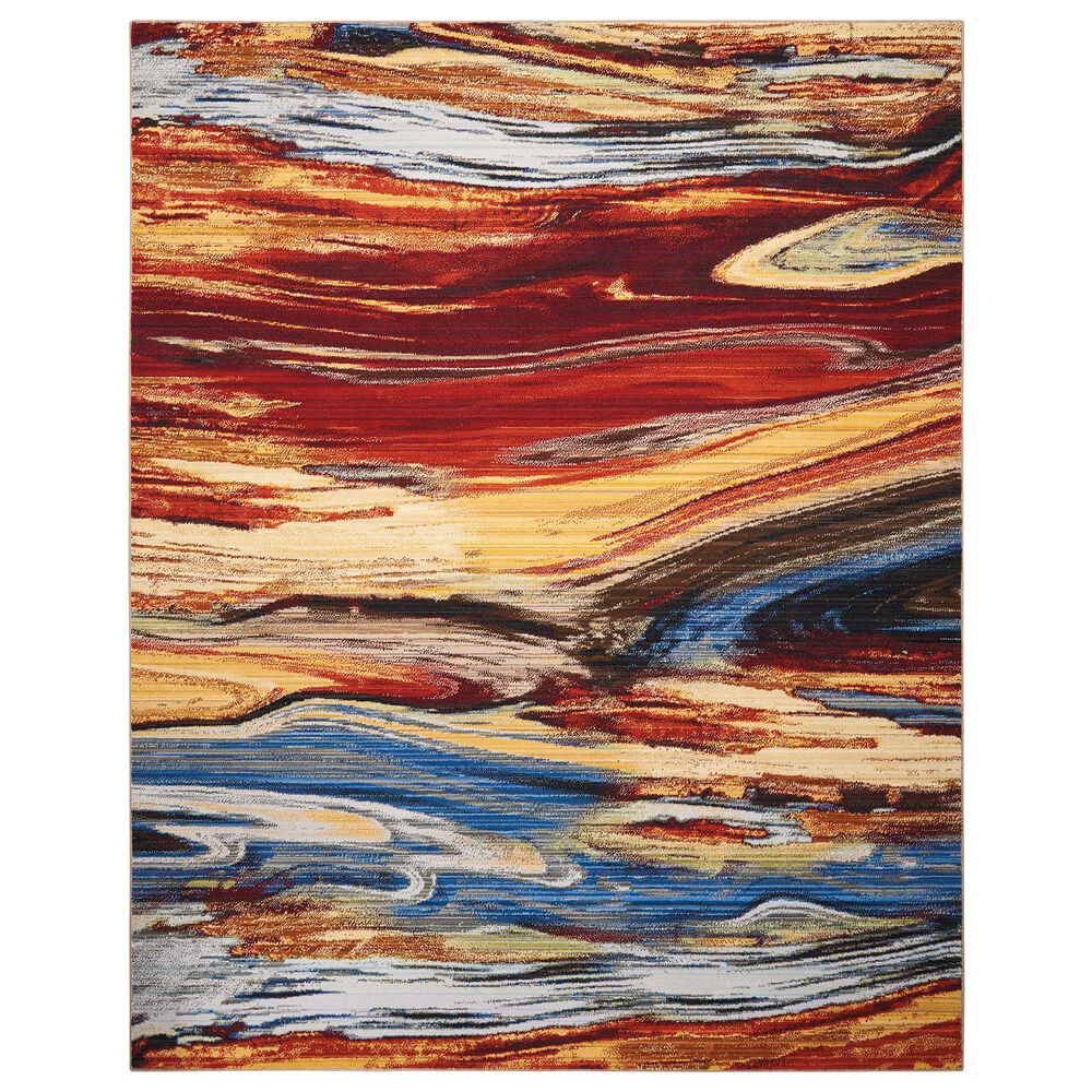 Nourison Chroma CRM04 7"9" x 9"9" Lava Flow Area Rug, , large