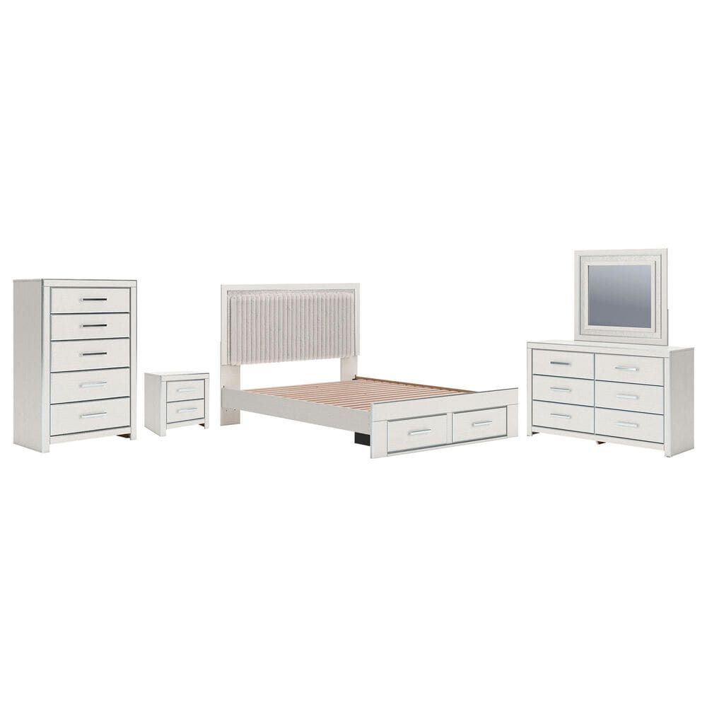 Ashley Zuraleus 5-Piece Queen Upholstered Storage Bedroom Set in Matte White, , large