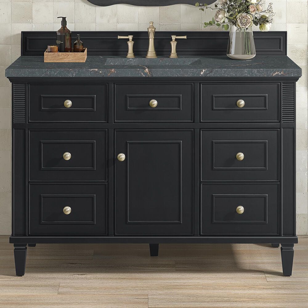 James Martin Vanities Lorelai 48&quot; Single Vanity in Black Onyx with 3 cm Parisien Bleu Quartz Top, , large