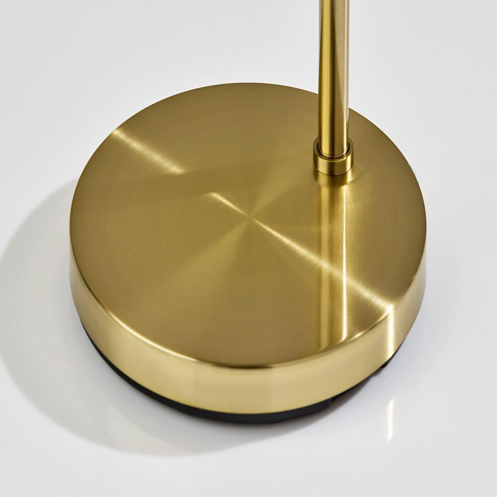 Adesso Wyatt Floor Lamp with Shelf and Wireless Charging in Antique Brass, , large