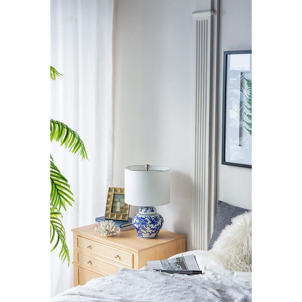 A&amp;B Home Floral Vase Table Lamp in Blue and White, , large