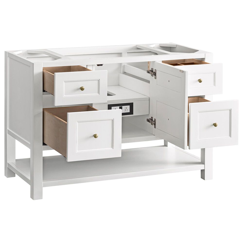 James Martin Vanities Breckenridge 48&quot; Single Bathroom Vanity in Bright White with 3 cm Lime Delight Quartz Top and Rectangular Sink, , large