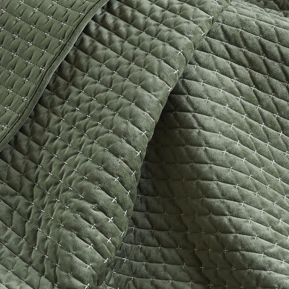 Levtex Velvet Stitch 50" x 60" Quilted Throw in Green, , large