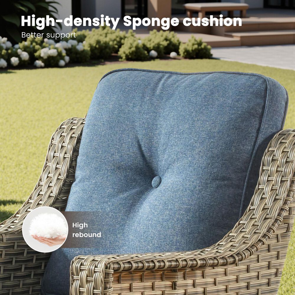 HOMLUX Outdoor Wicker Conversation Sofa in Denim Blue, , large