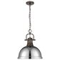 Golden Lighting Duncan 1-Light Pendant with Chain and Chrome Shade in Rubbed Bronze, , large