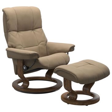 Stressless Mayfair Medium Chair and Ottoman with Teak Base in Paloma Funghi, , large
