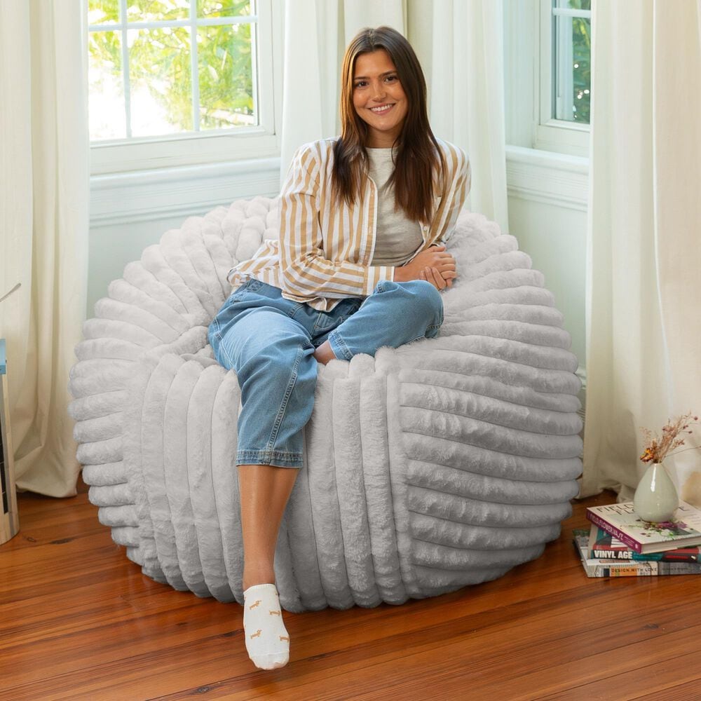 Jaxx Saxx 4&#39; Plush Bean Bag Chair in Grey, , large