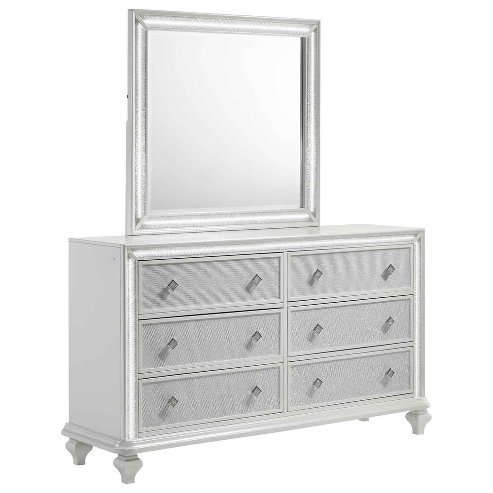 New Heritage Design Stardust 4-Piece Queen Bedroom Set in White and Silver, , large