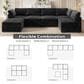 HOMLUX 6-Piece Mod Sectional with Chaise in Black, , large
