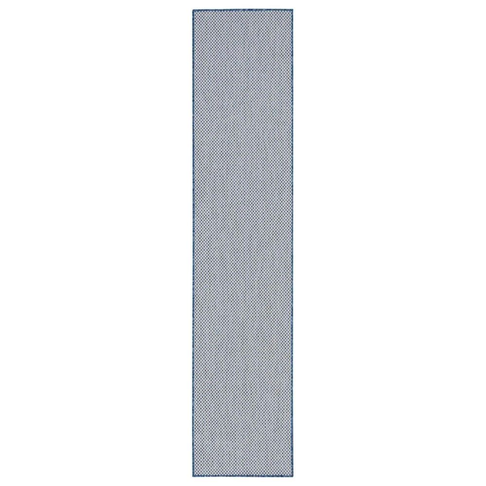 Nourison Courtyard Ivory and Blue 2&#39;2&quot; x 8&#39; Indoor/Outdoor Runner, , large