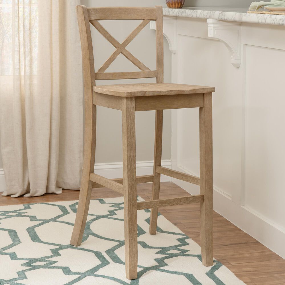 Linon Home Decor Torino X-Back Bar Stool in Grey Wash, , large
