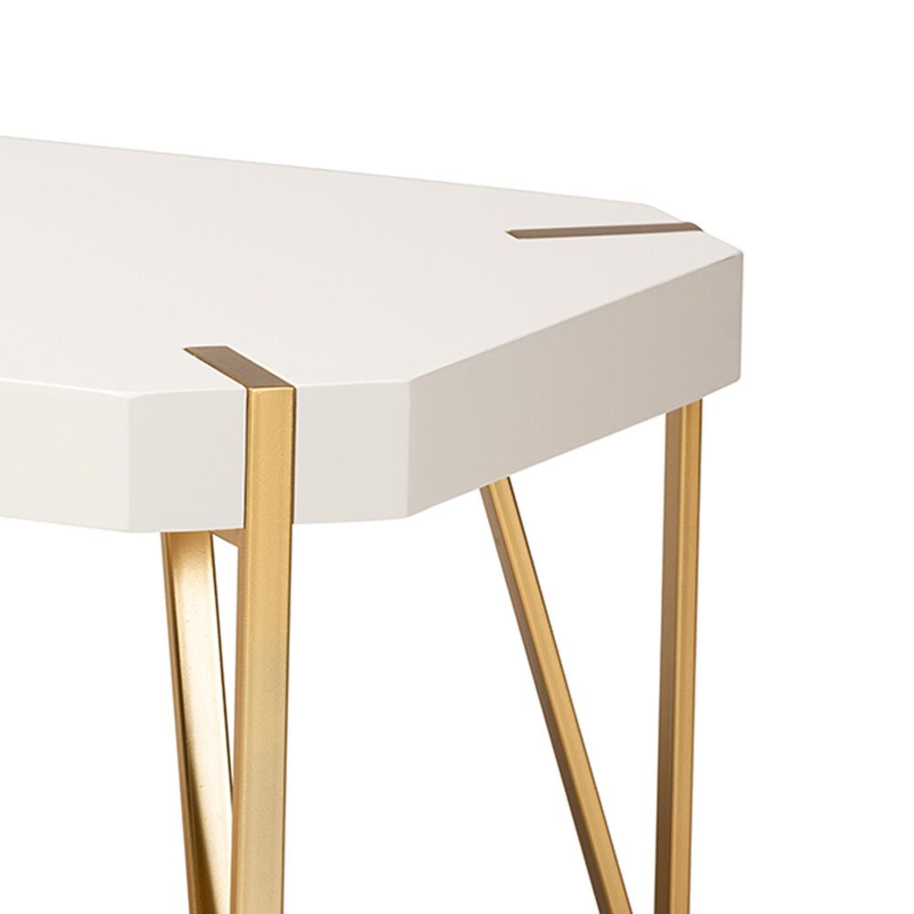 Baxton Studio Kassa Coffee Table in White and Brushed Gold, , large