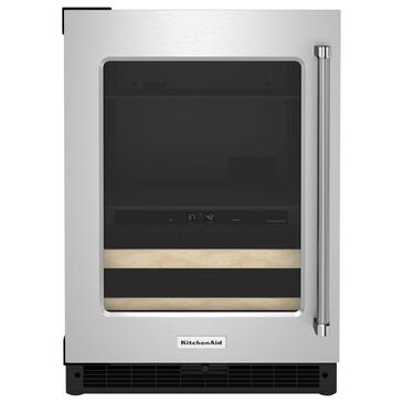 KitchenAid 24" Beverage Center with Left Hinge, Wood-Front Racks in Black and Stainless Steel, , large