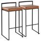 Lumisource Fuji Stackable Barstool with Camel Faux Leather Cushion in Black (Set of 2), , large