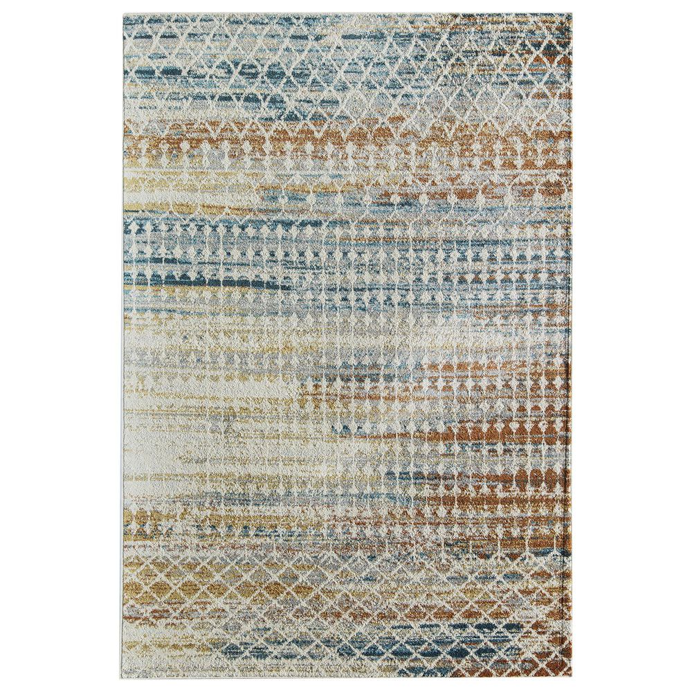 Rugs America Taylor Tribal Harvest 8" x 10" Ivory and Orange Area Rug, , large